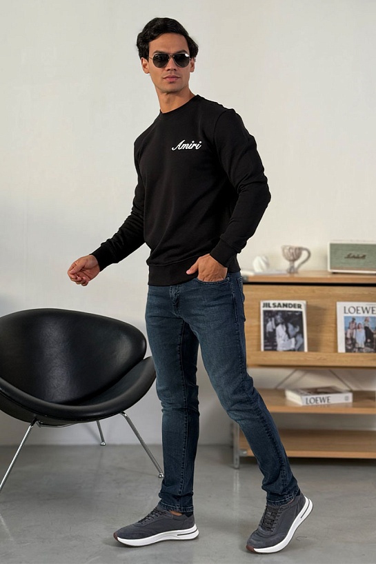 Мужской чёрный свитшот Amiri script embroidery