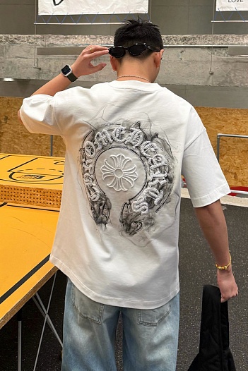 Белая оверсайз футболка Chrome Hearts Premium   