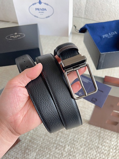 Двусторонний кожаный ремень Prada premium   