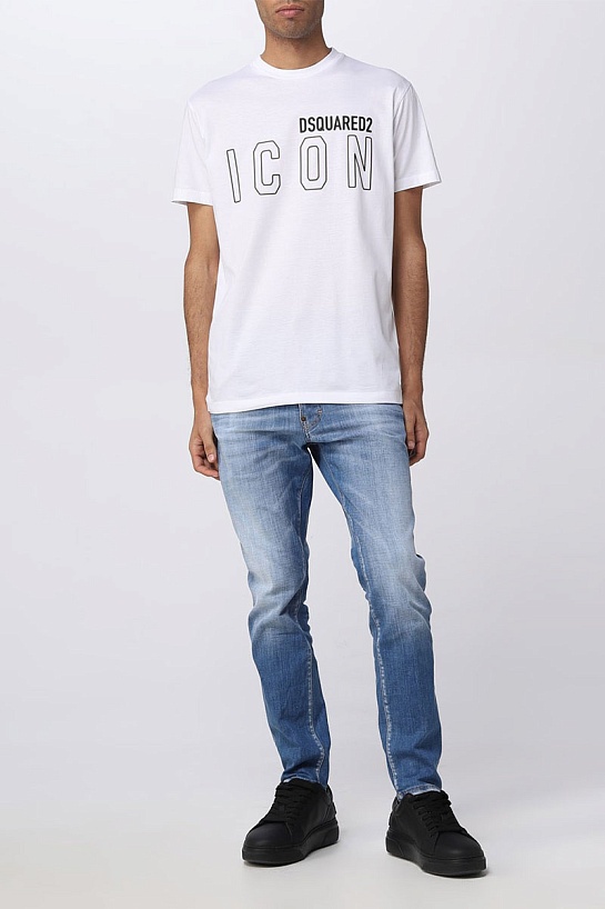 Мужская белая футболка Dsquared2 "ICON"