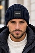 Мужская шапка тёмно-синего цвета Calvin Klein logo-patch