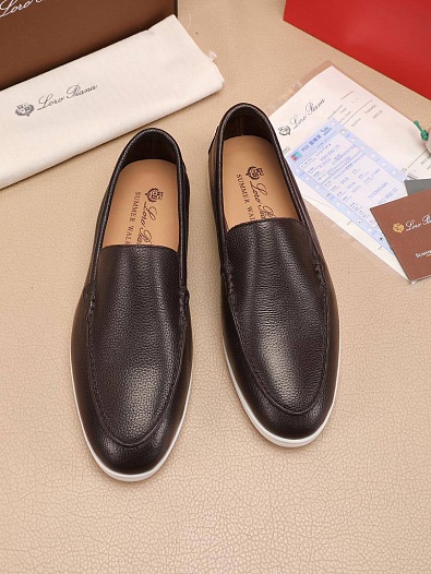 Мужские кожаные лоферы Loro Piana Summer Walk - Brown   