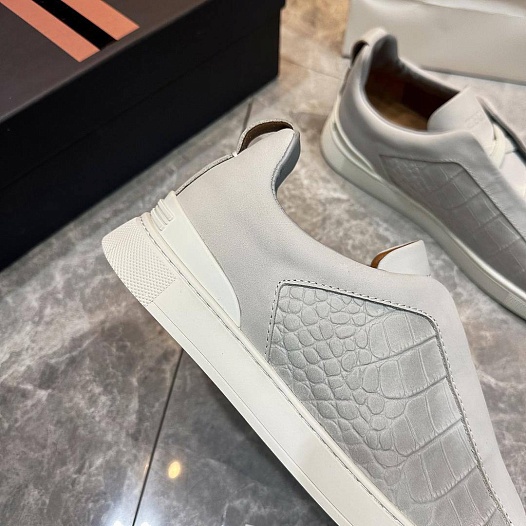 Мужские кроссовки Ermenegildo Zegna Triple Stitch Alligator - Grey   