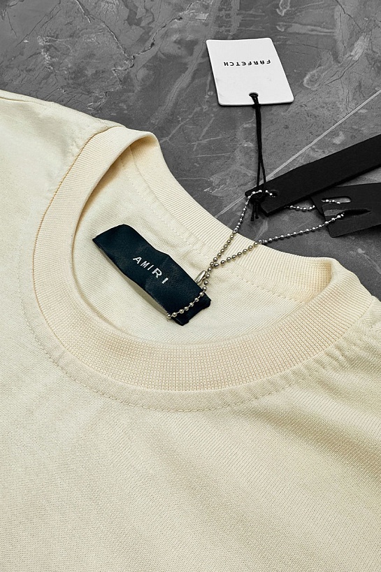 Бежевая оверсайз футболка Amiri Hibiscus Logo