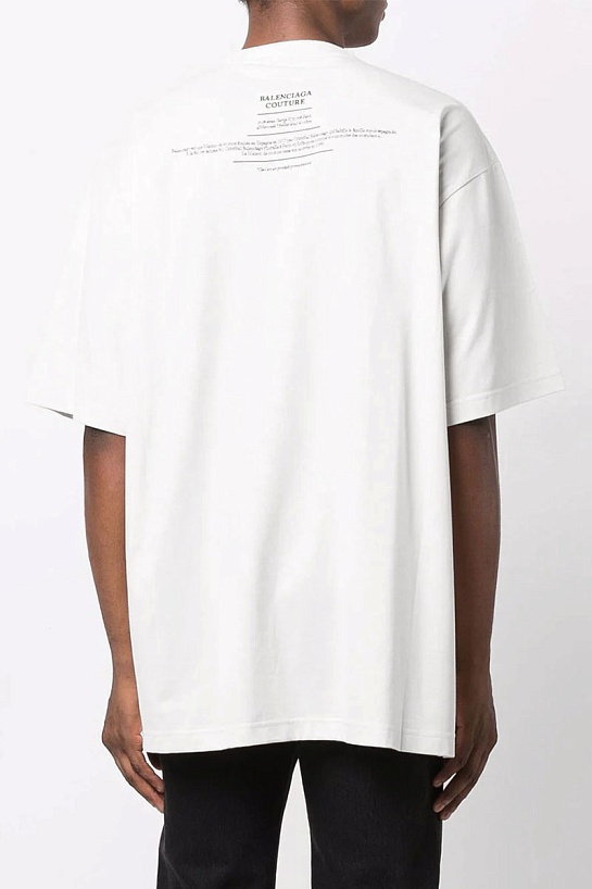 Белая оверсайз футболка Balenciaga Couture print