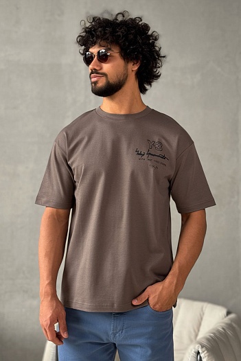 Мужская коричневая футболка Y-3 Yohji Yamamoto   