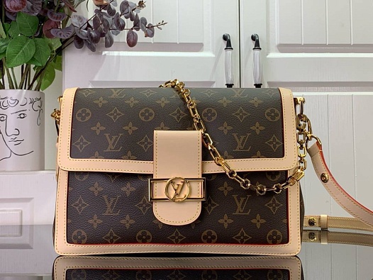 Женская кожаная сумка Louis Vuitton Dauphine Soft GM Premium 30x22x10 см   