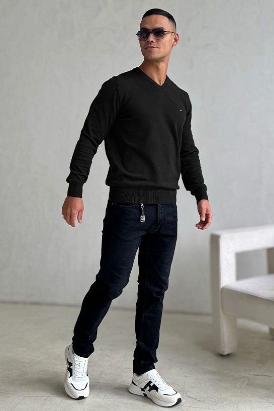 Мужской джемпер Tommy Hilfiger logo-embroidered - Black