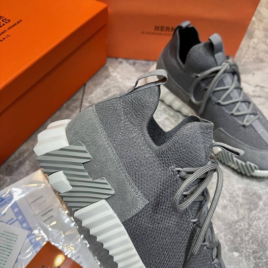 Текстильные кроссовки Hermes lift slip-on - Grey