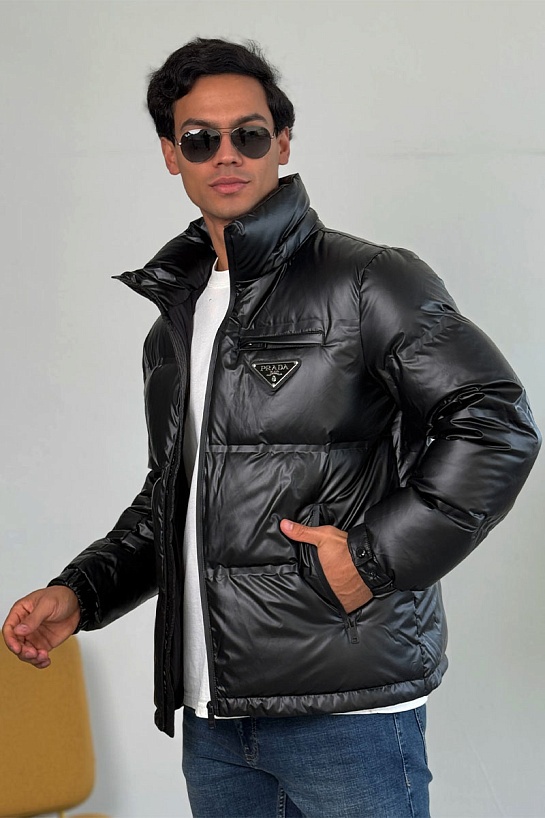 Мужской пуховик Prada logo-plaque - Black