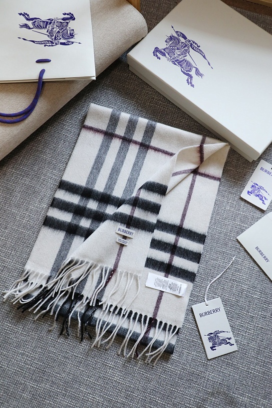 Шарф Burberry two-tone Check premium 168x30 см - White