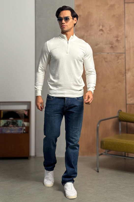 Белый джемпер Loro Piana Zip Neck