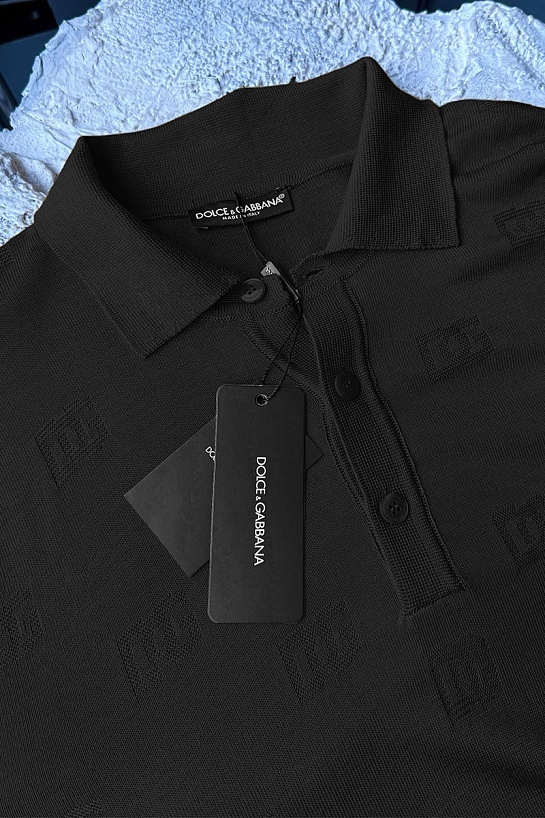 Мужское поло Dolce & Gabbana monogram all-over - Black