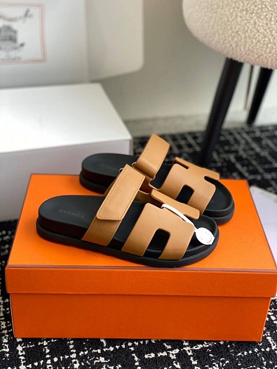 Женские сандалии Hermes Premium - Brown / Black   