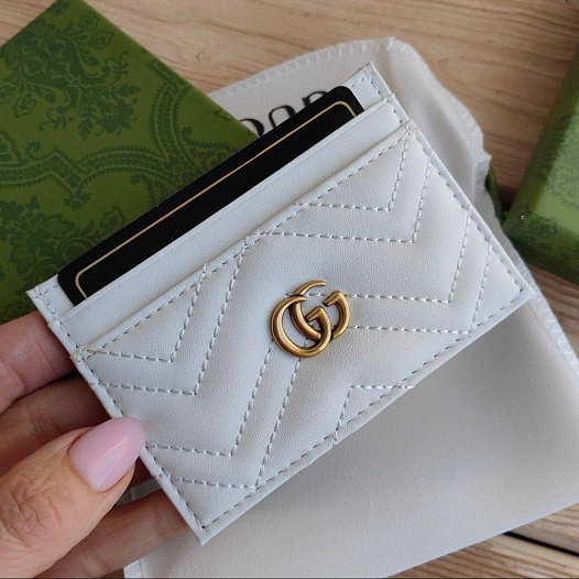 Кожаный чёрный кардхолдер Gucci GG logo-plaque 10x7 см - White   