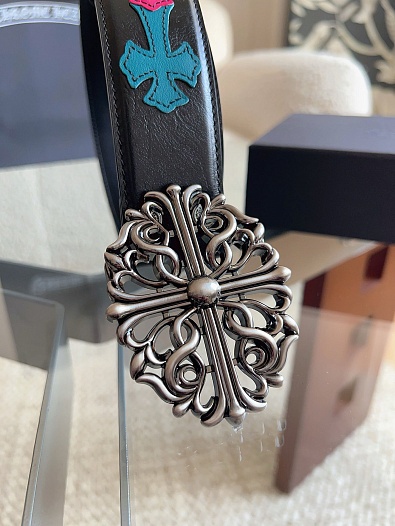 Кожаный ремень Chrome Hearts Cross Patch Cemetery premium   