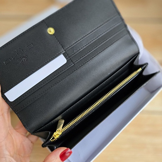 Кожаное портмоне Etro с узором пейсли 19x9 см