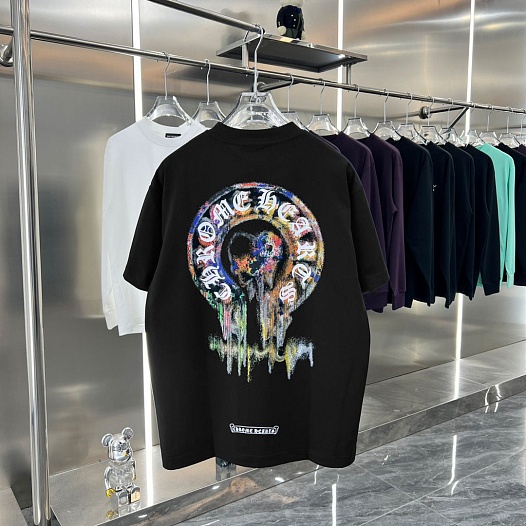 Чёрная оверсайз футболка Chrome Hearts Premium   