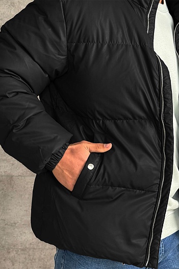 Мужской пуховик Prada logo-plaque - Black   