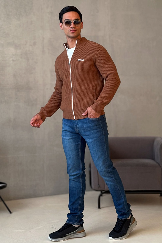 Свитер на молнии Zegna Premium - Brown