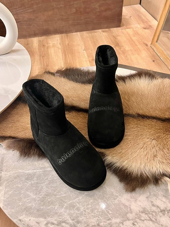 Женские ботинки с мехом Balenciaga Alaska premium - Black