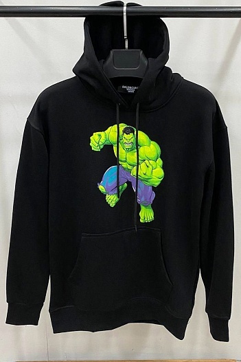 Худи чёрного цвета Balenciaga Hulk print   