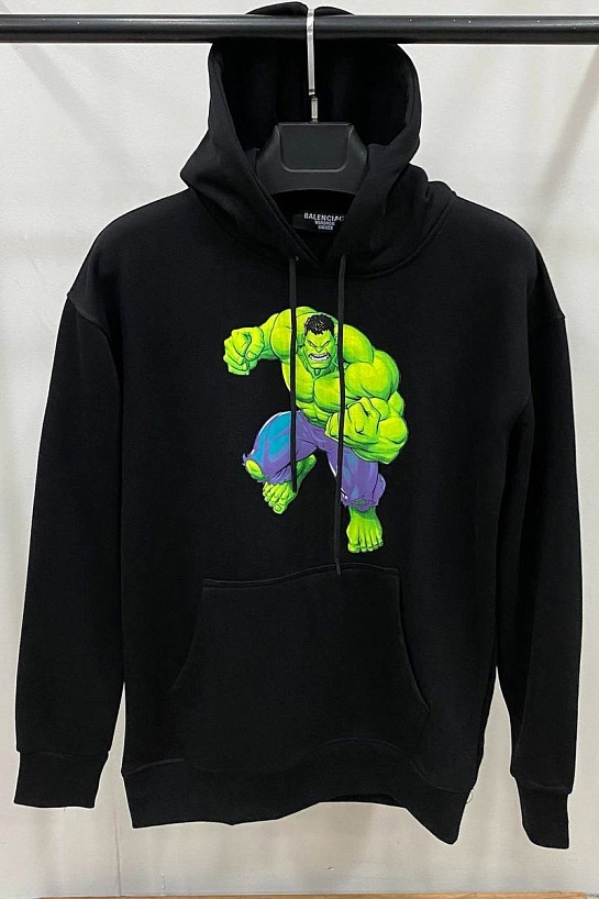 Худи чёрного цвета Balenciaga Hulk print