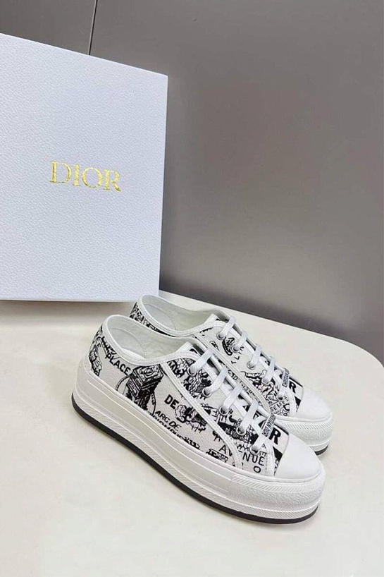 Женские кеды на платформе Dior Walk'n' - Black / White