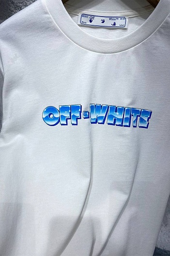 Белая оверсайз футболка Off-White Blue Metal Arrows   