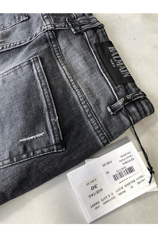 Мужские чёрные джинсы Balmain Paris Slim Fit