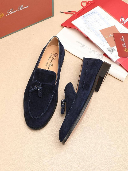 Замшевые лоферы Loro Piana tassel - Navy