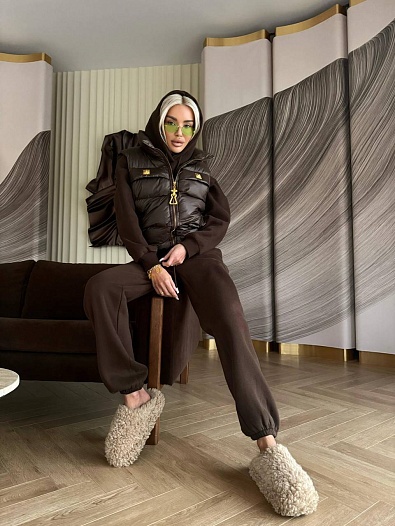 Женский костюм тройка на флисе Schiaparelli Premium - Brown   