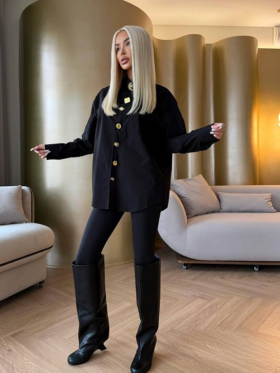 Женская хлопковая рубашка Schiaparelli Premium - Black