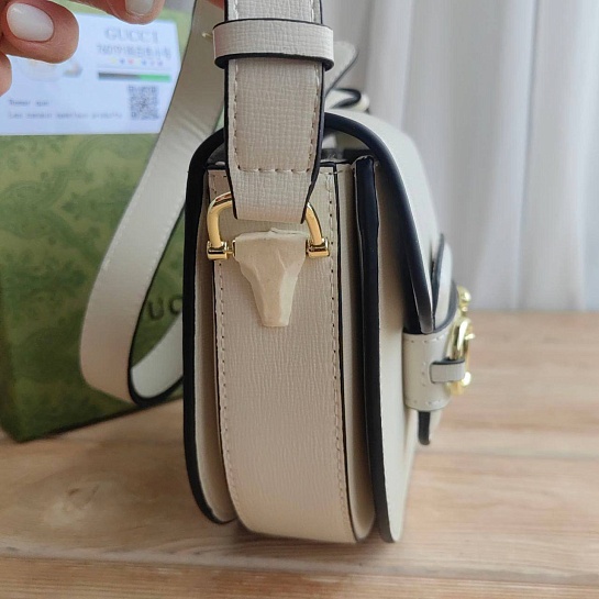 Женская сумка Gucci Horsebit 1955 mini 19x18 см - White
