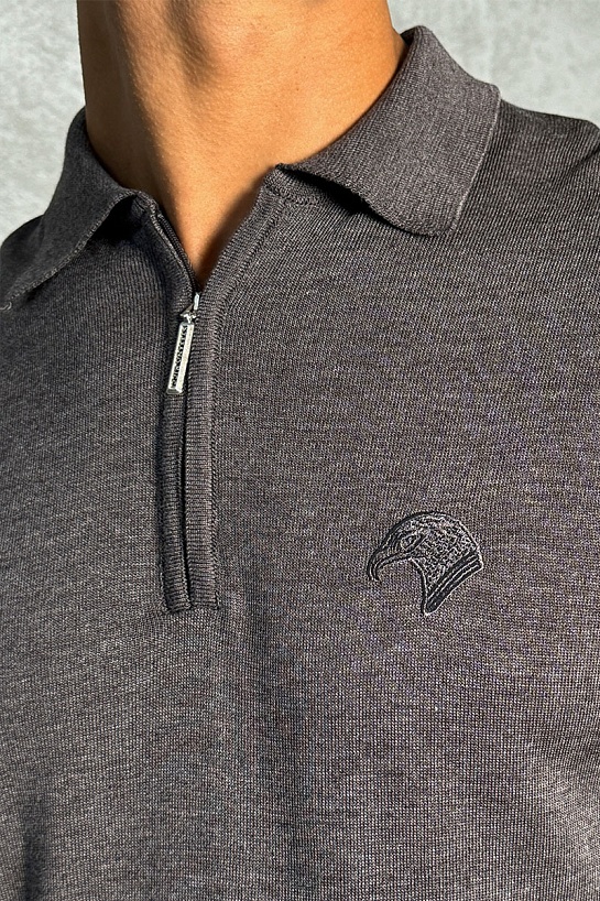 Мужское поло Stefano Ricci Eagle zip-neck - Brown