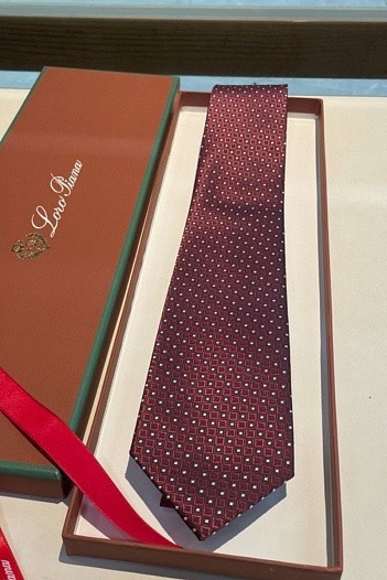 Галстук Loro Piana geometric logo-print premium - Burgundy   