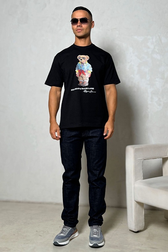 Мужская чёрная футболка Роlо Ralрh Lаurеn "Bear"