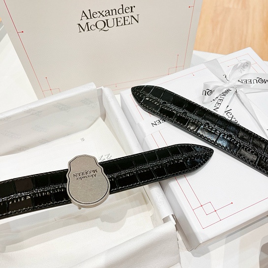 Кожаный ремень Alexander McQueen Skull Premium (ширина 3.5 см)