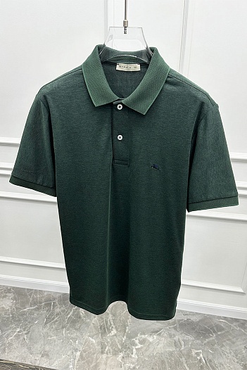 Зелёное поло Etro с узором пейсли   