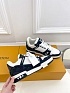 Женские кожаные кроссовки Louis Vuitton Trainer Monogram - White / Blue