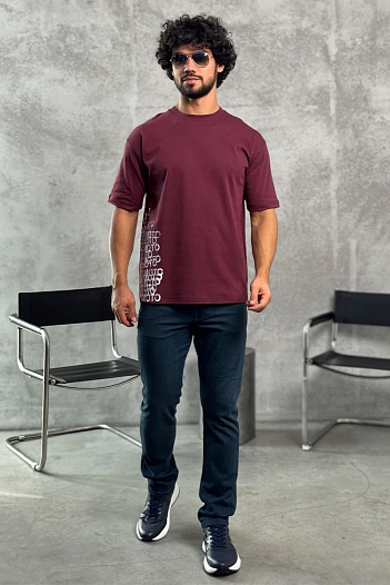 Мужская бордовая футболка Y-3 Yohji Yamamoto   