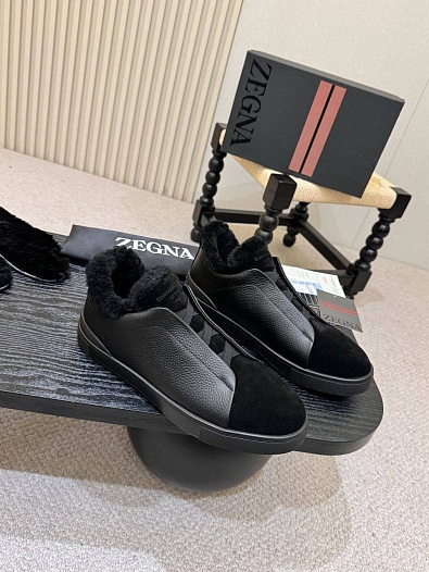 Кроссовки с мехом Ermenegildo Zegna Triple Stitch high-top   