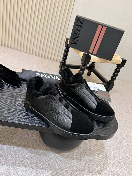 Кроссовки с мехом Ermenegildo Zegna Triple Stitch high-top