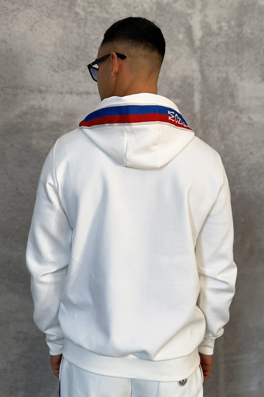 Белая кофта на молнии Moncler striped logo