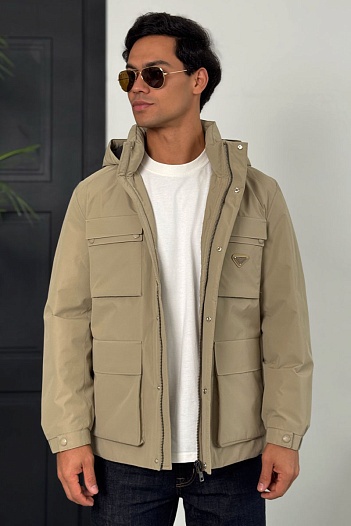 Мужская куртка Prada logo-plaque - Beige   