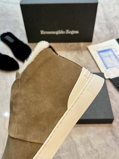 Кроссовки с мехом Ermenegildo Zegna Triple Stitch - Beige   