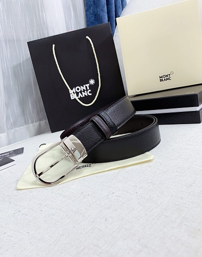 Двусторонний кожаный ремень Montblanc Premium (ширина 3.4 см)   