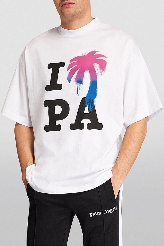 Мужская белая футболка Palm Angels I LOVE PA
