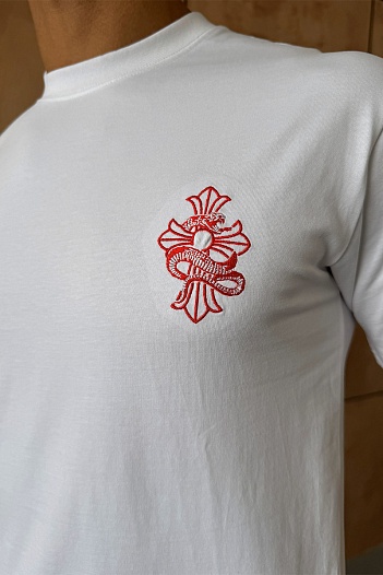 Белая оверсайз футболка Chrome Hearts   