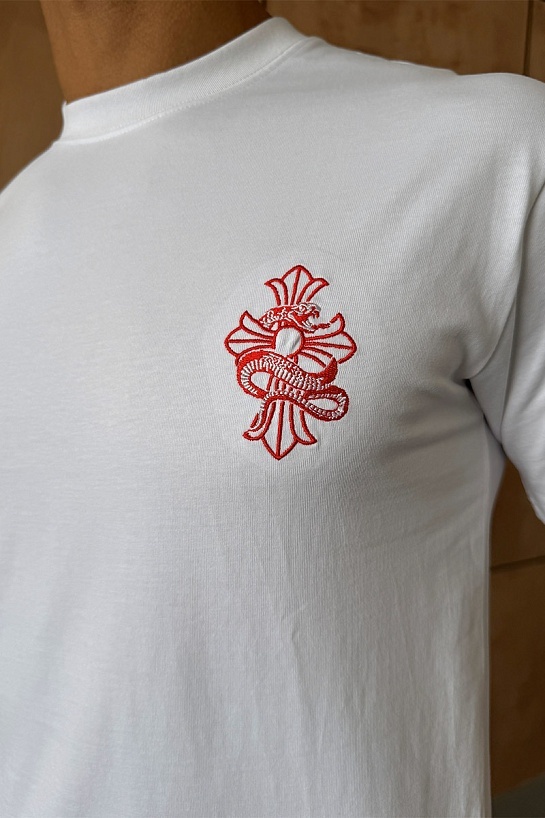 Белая оверсайз футболка Chrome Hearts